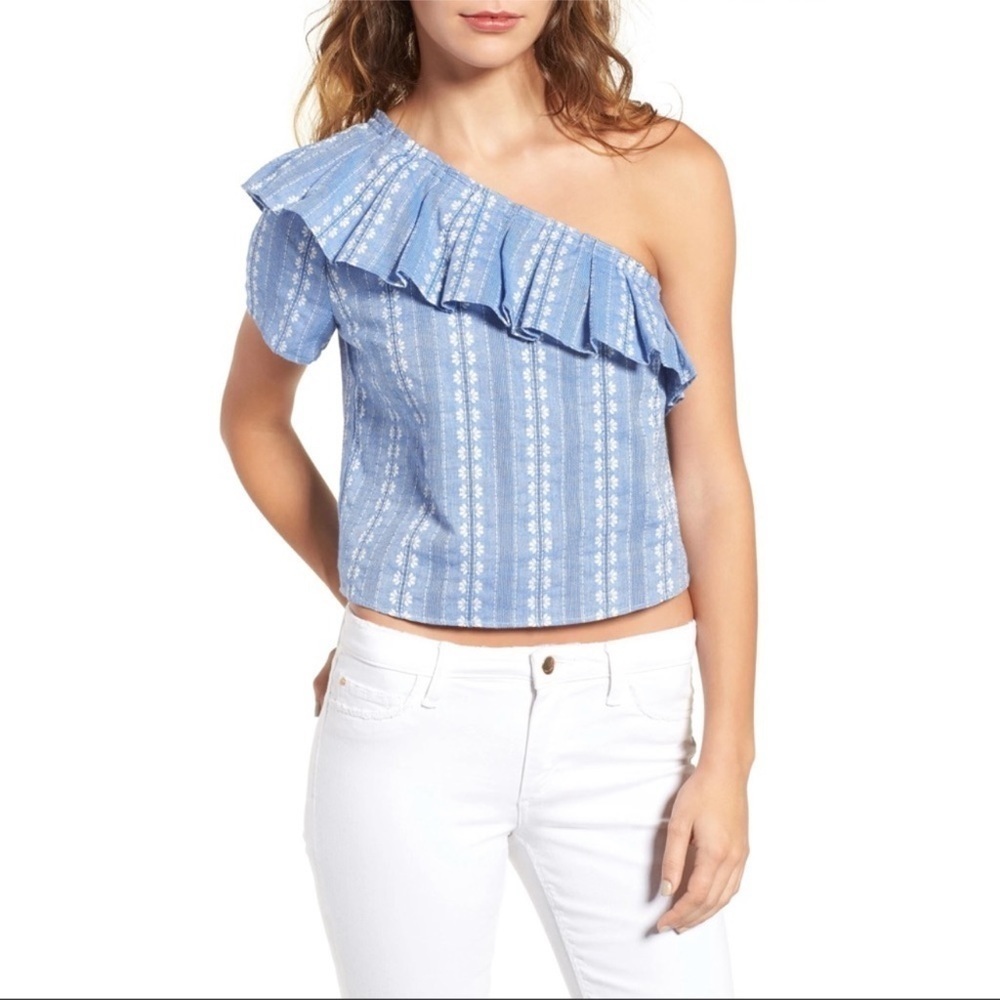[Splendid] Floral Embroidered Off Shoulder Top